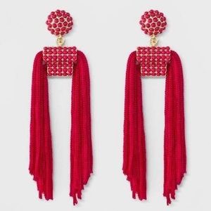 Double tassel hot pink earrings. NWOT